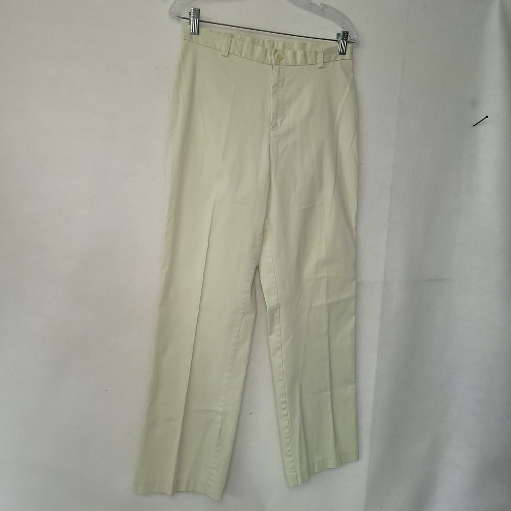 Lands‎ End Pants Womens 10 Classic Straight Leg Chino Pale Yellow Cotton Blend